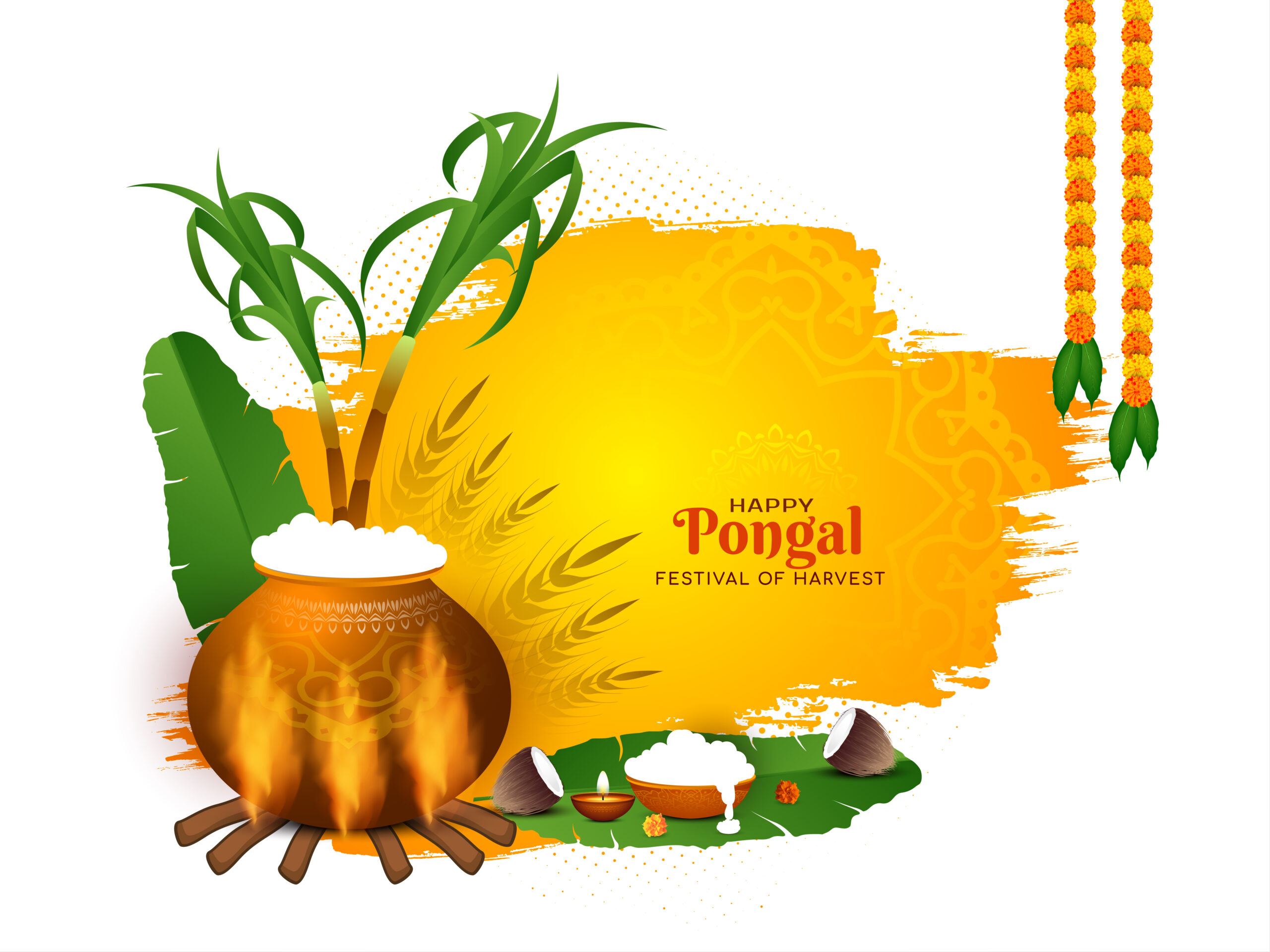 Happy Pongal Religious Festival Greeting Background Design PNG